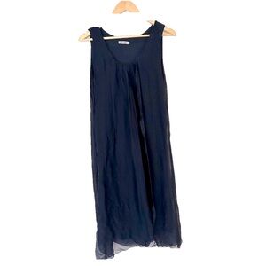 Elena baldi MADE in Italy silk blend midi navy  blue r dress size  small